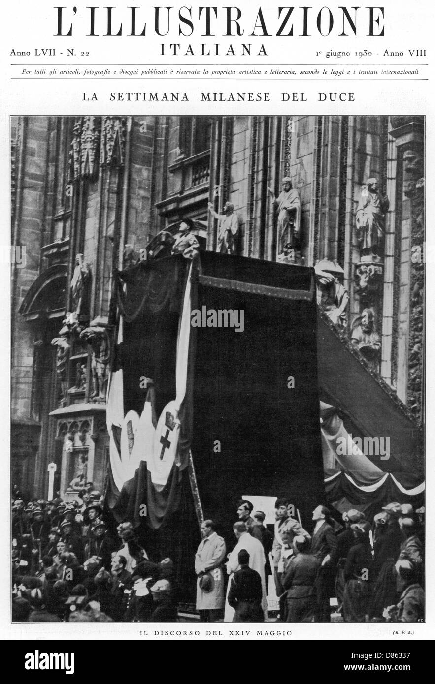Mussolini a Milano, 1930 Foto Stock