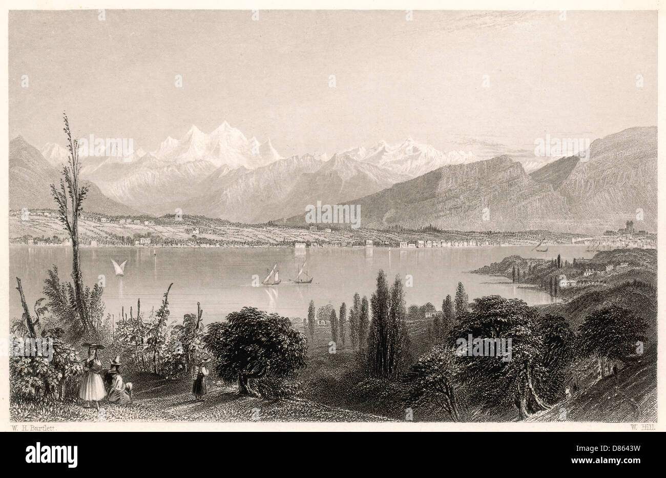 Vista sul Lago di Ginevra a Coligny Francia Foto Stock