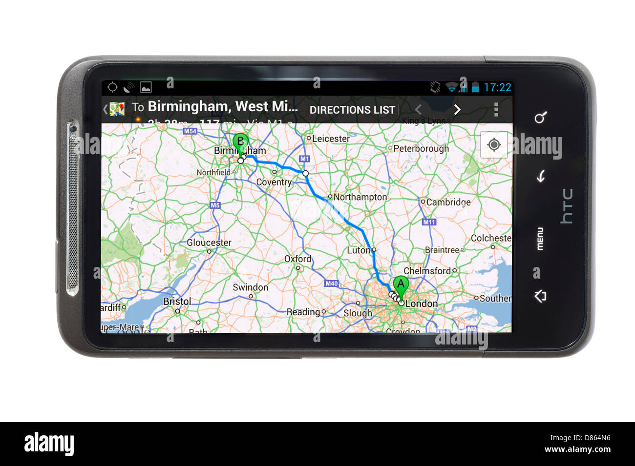 Google Maps su un HTC Smartphone, REGNO UNITO Foto Stock