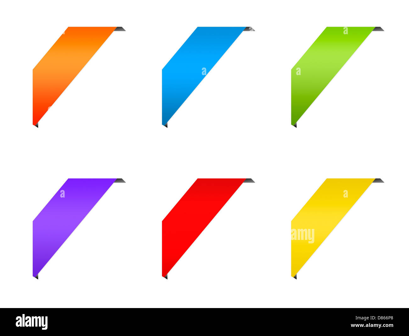 Angolo di nastro colorato set di etichette Foto Stock