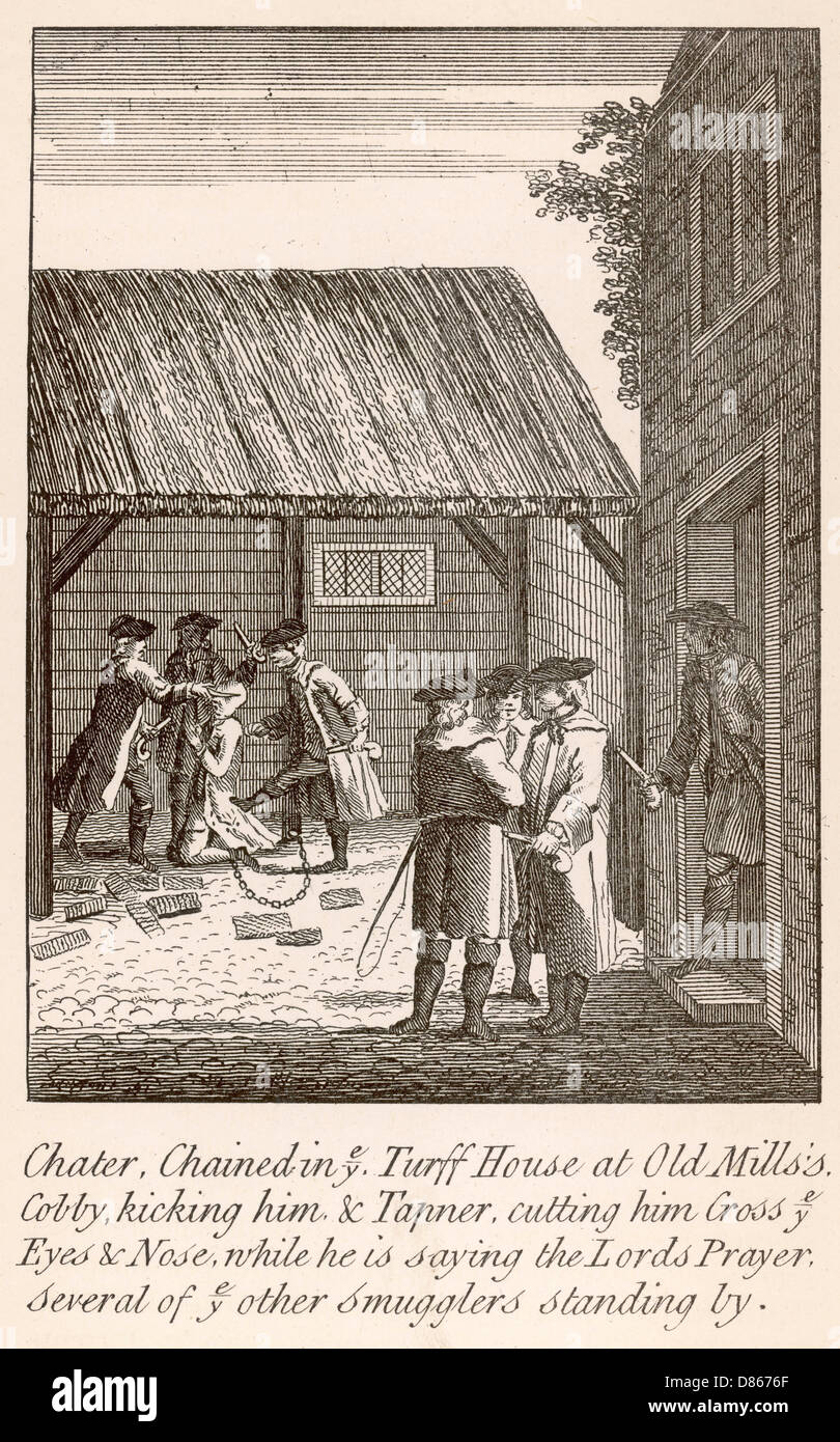 Daniel carta torturati Sussex contrabbandieri XVIII C Foto Stock