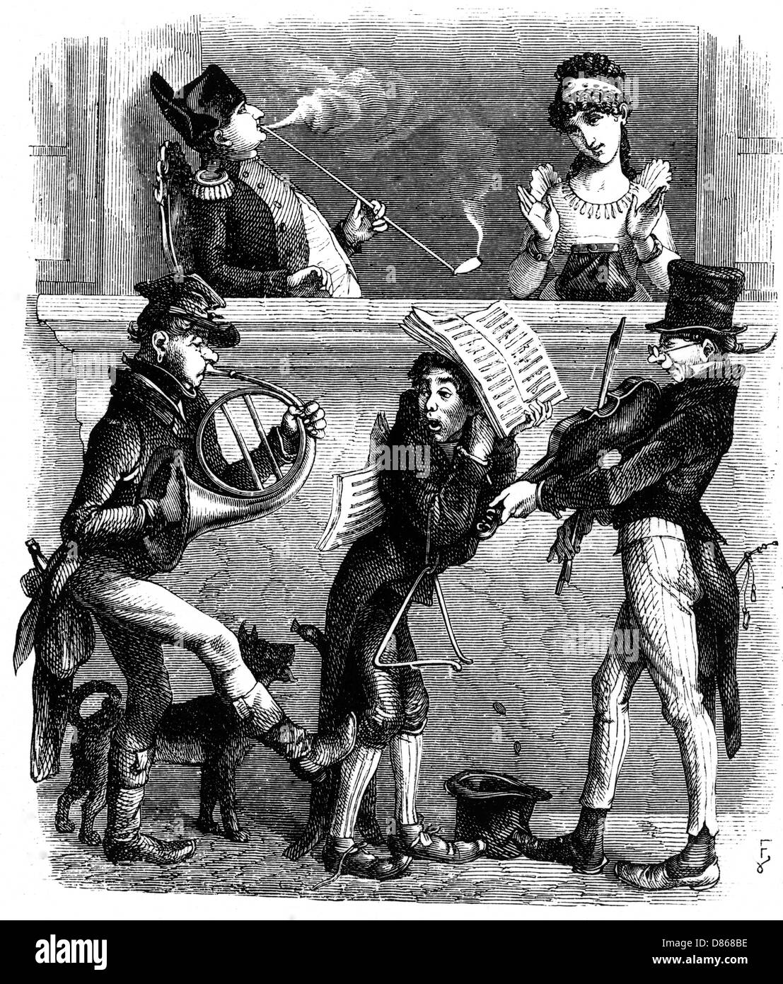 Napoleone e Josephine amano i musicisti di strada Foto Stock