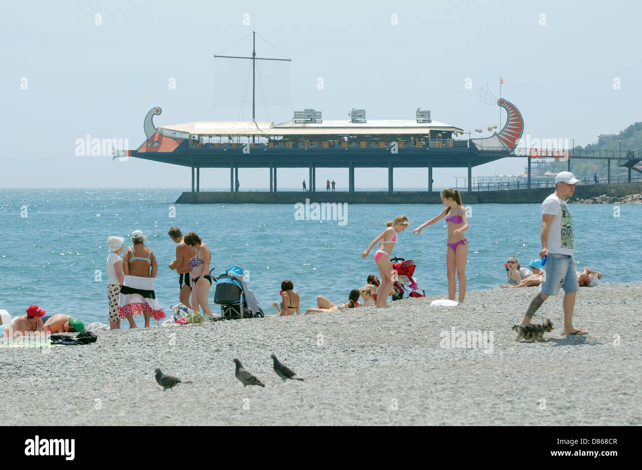 Spiaggia, Yalta, Crimea, Ucraina, Europa orientale Foto Stock