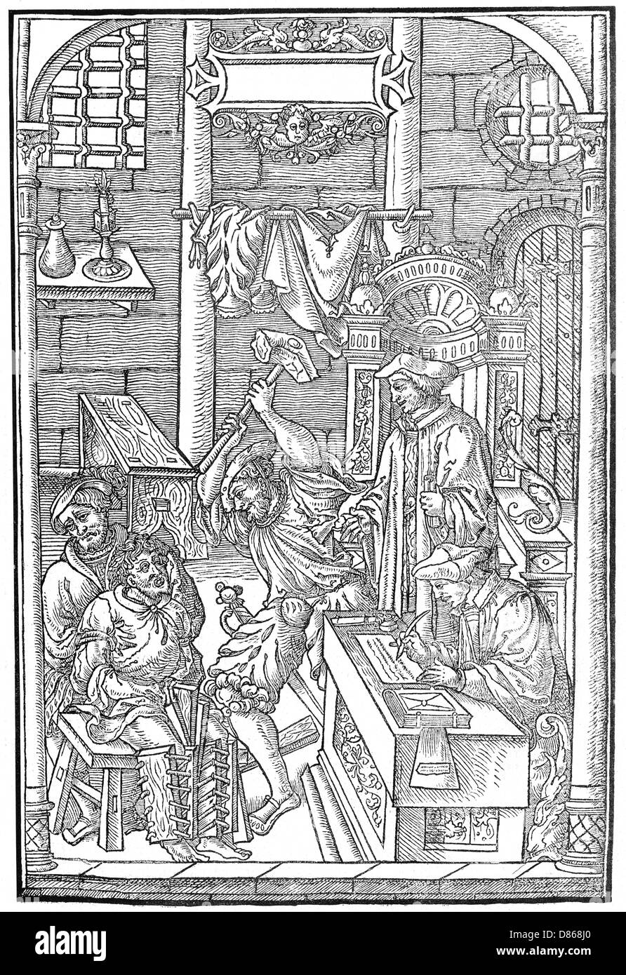 Interrogatorio di Jean Chatel, sarebbe assassino di Henri IV Foto Stock