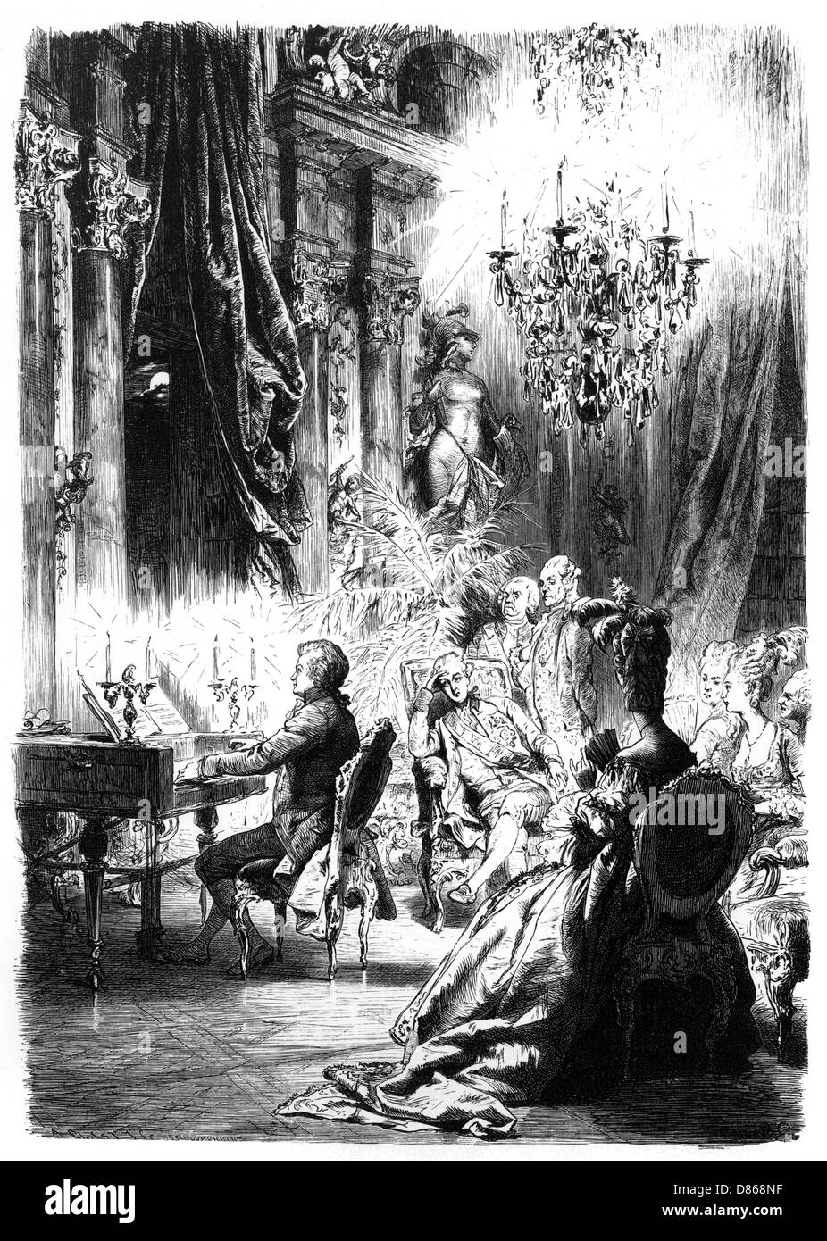 Mozart suona per Kaiser Josef II c.1780 Foto Stock