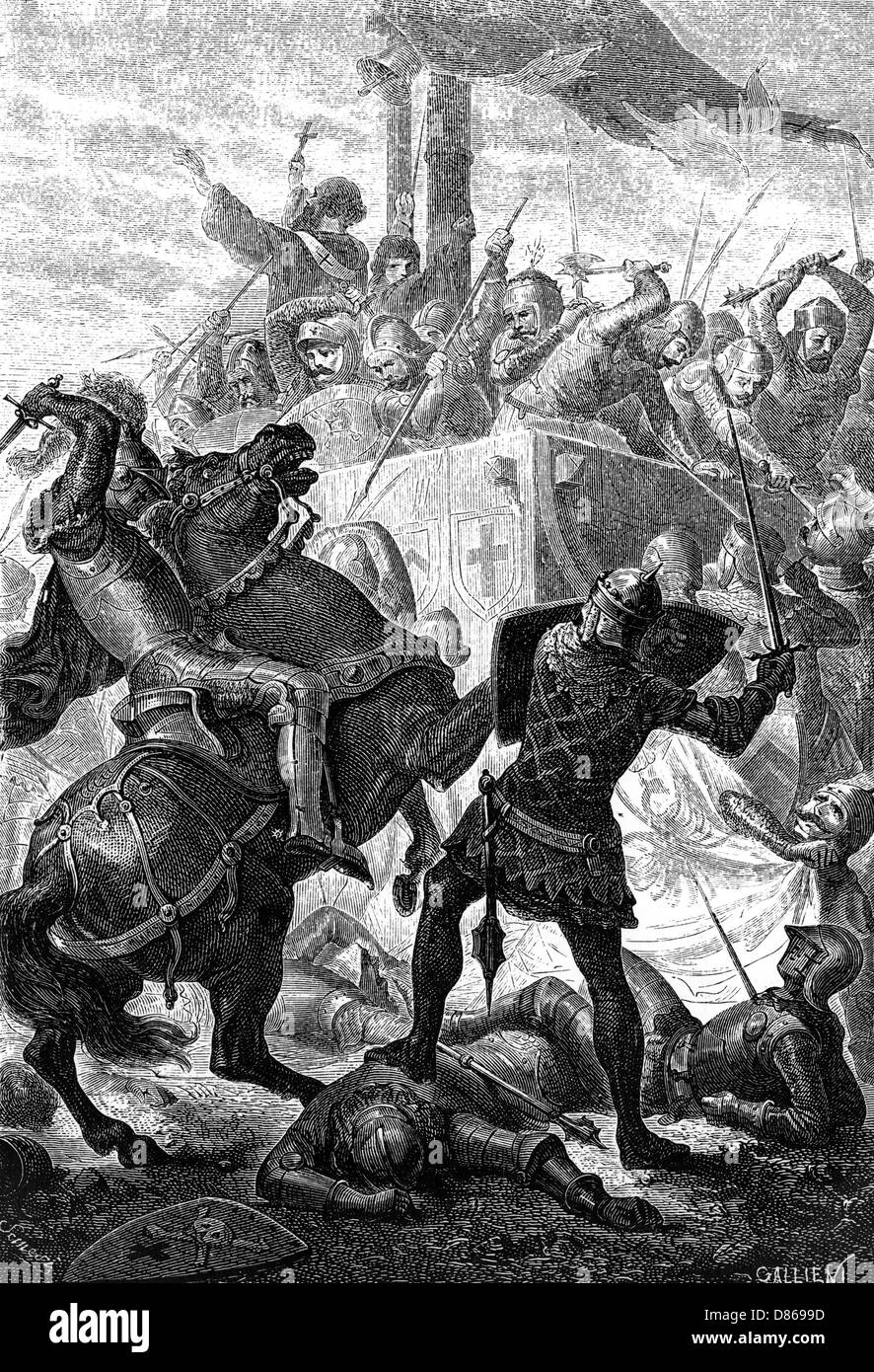 Federico II trionfa nella Battaglia di Cortenuova del 1237 Foto Stock