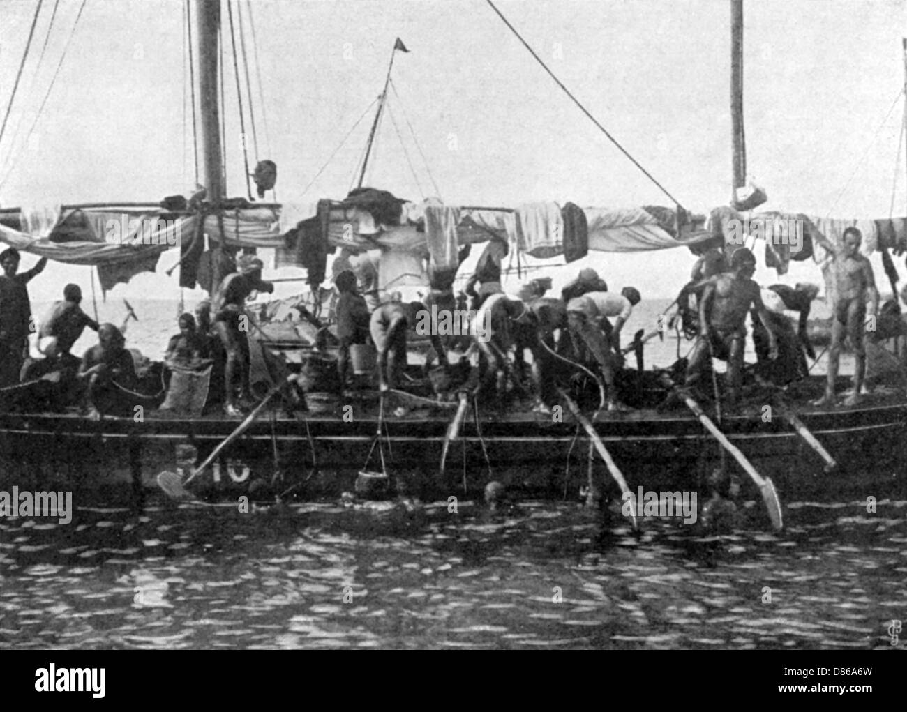 Subacquei di perle arabe al lavoro, 1903 Foto Stock