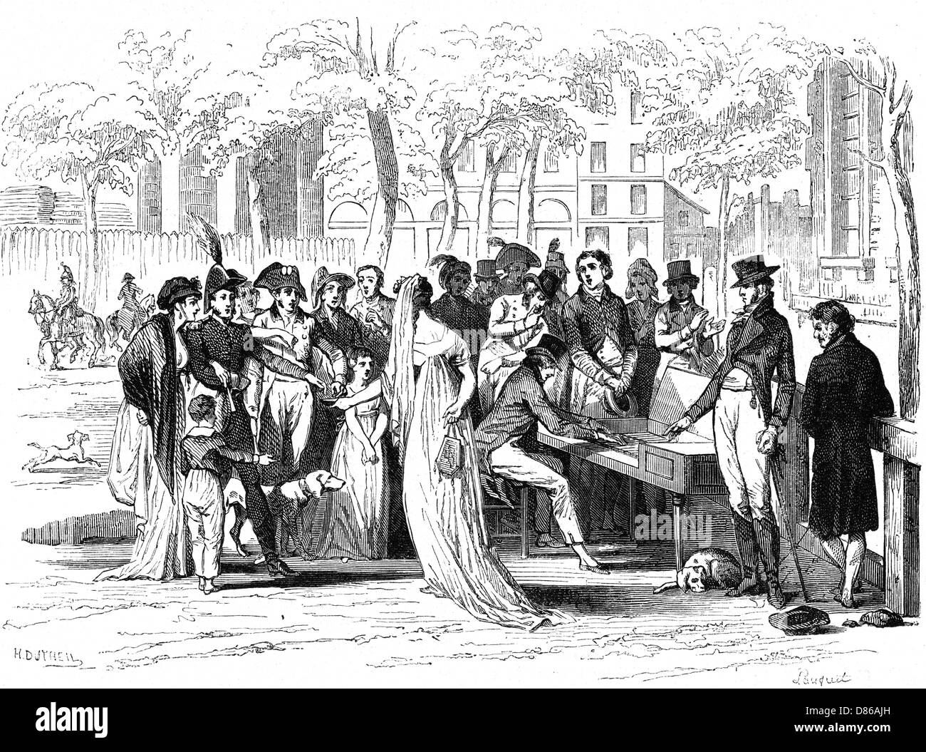 Champs Elysees Open Air Concerto c.1800. Foto Stock