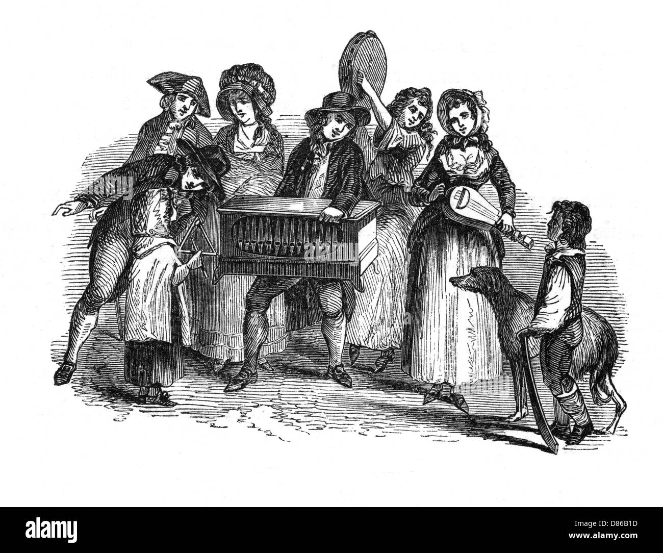 Musica di strada: Organo macinacaffè, 1789 Foto Stock