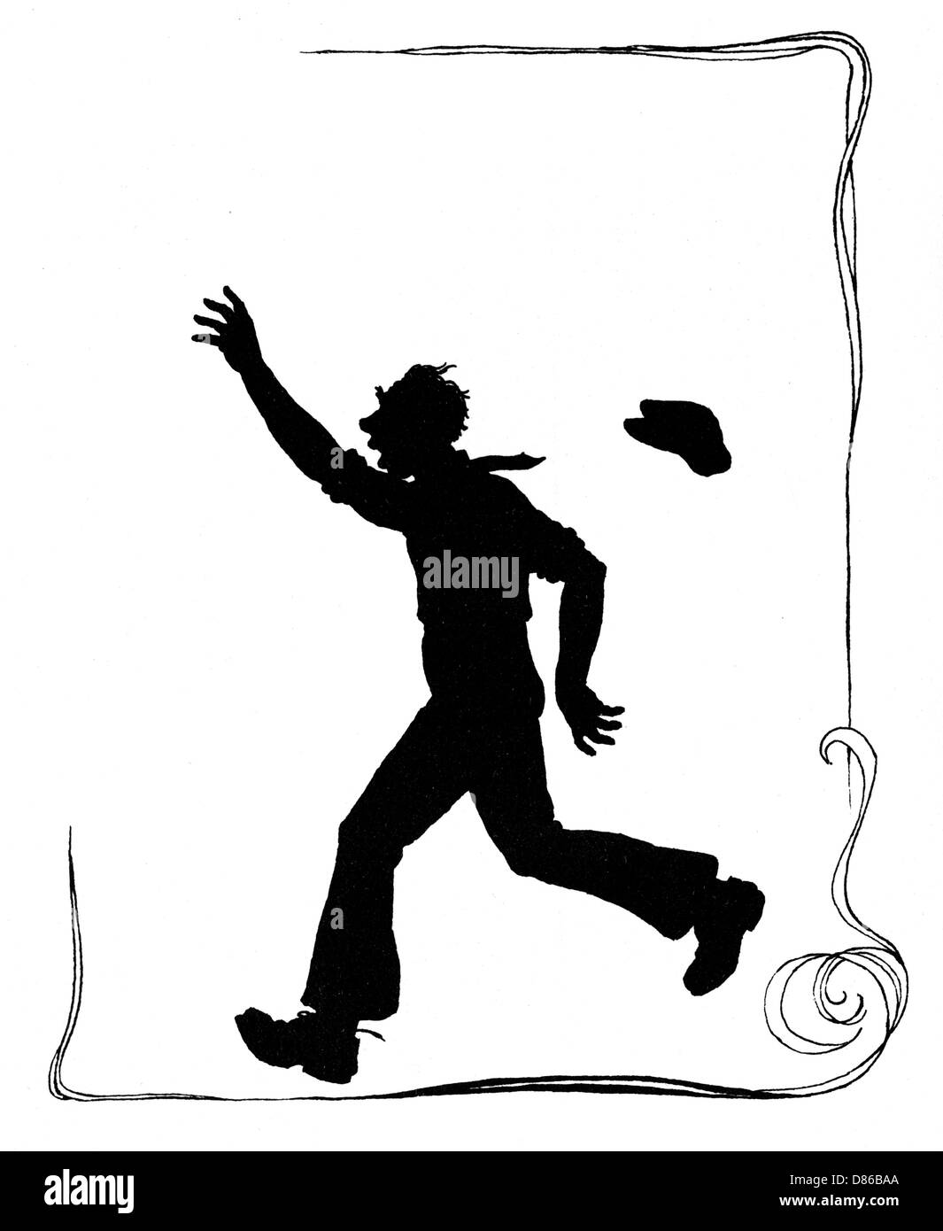 Rimozione uomo che corre dopo il cavallo e furgone Foto Stock