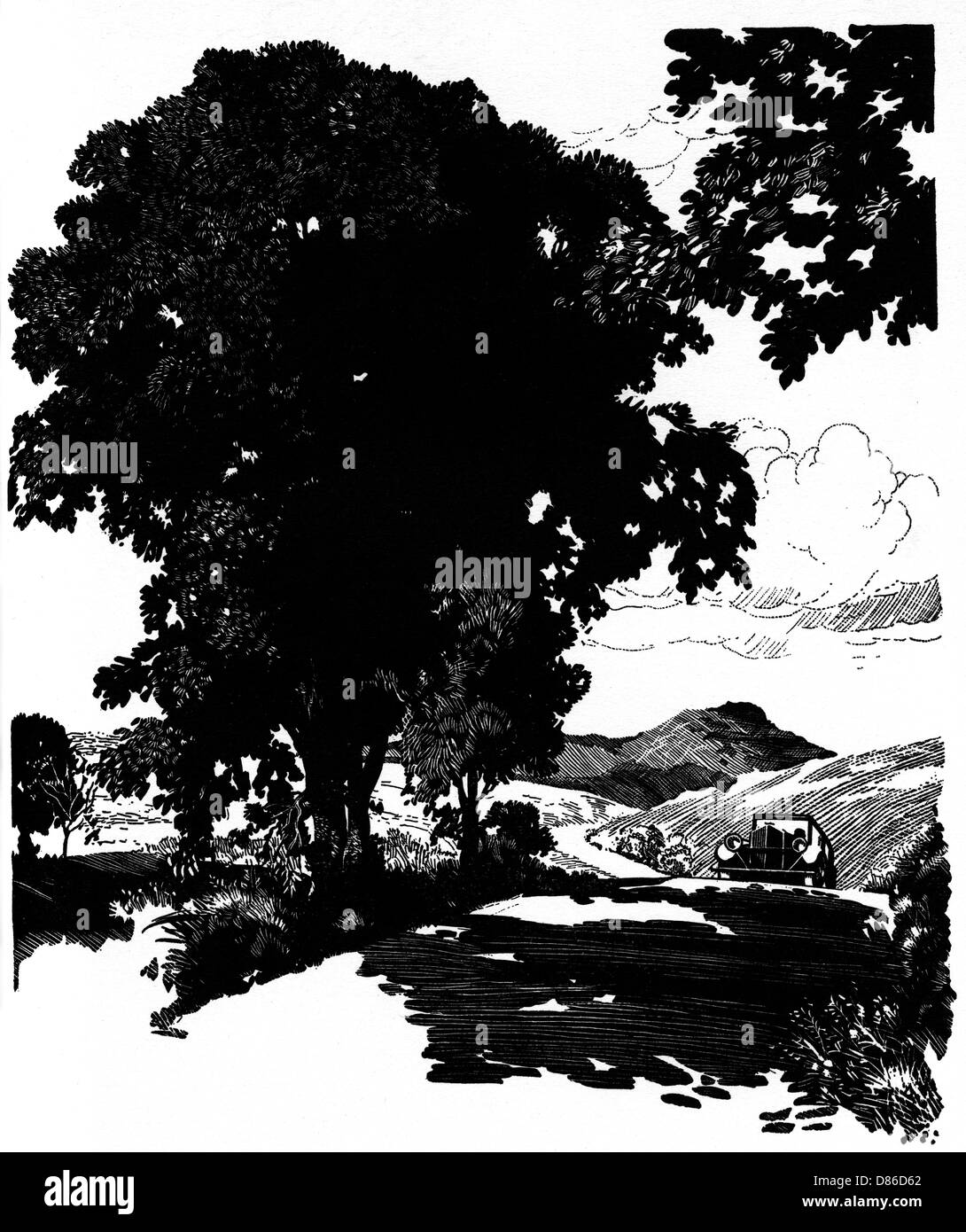 Automobile in paesaggio rurale Foto Stock