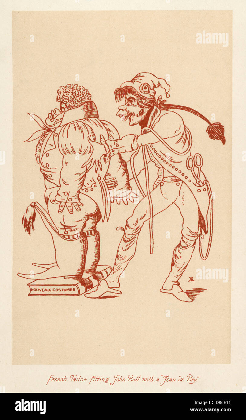 Sarto francese che si adatta a John Bull con un Jean Debry 1799 Foto Stock Sarto francese che si adatta a John Bull con un Jean Debry 1799 Foto Stock