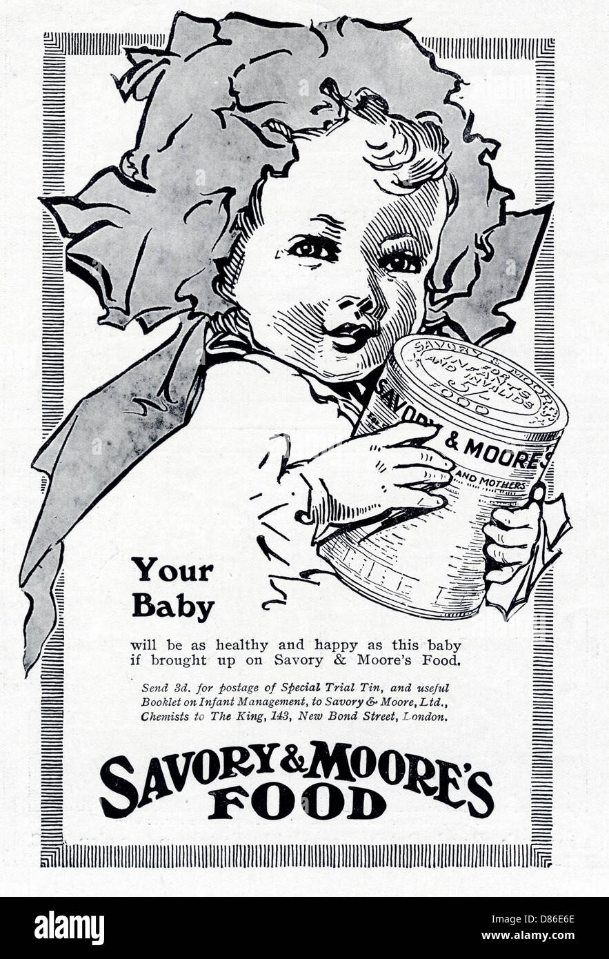 Pubblicità per Savory & Moore's Food 1914 Foto Stock