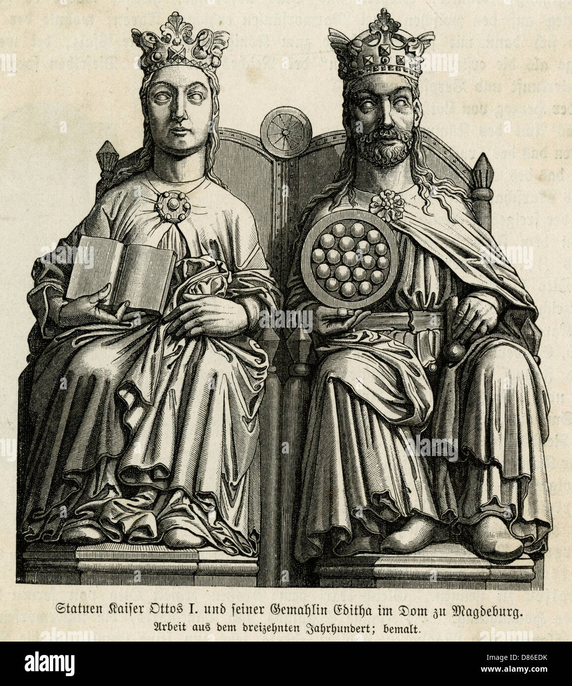 Otto i, imperatore del Sacro Romano Impero con sua moglie Edith Foto Stock