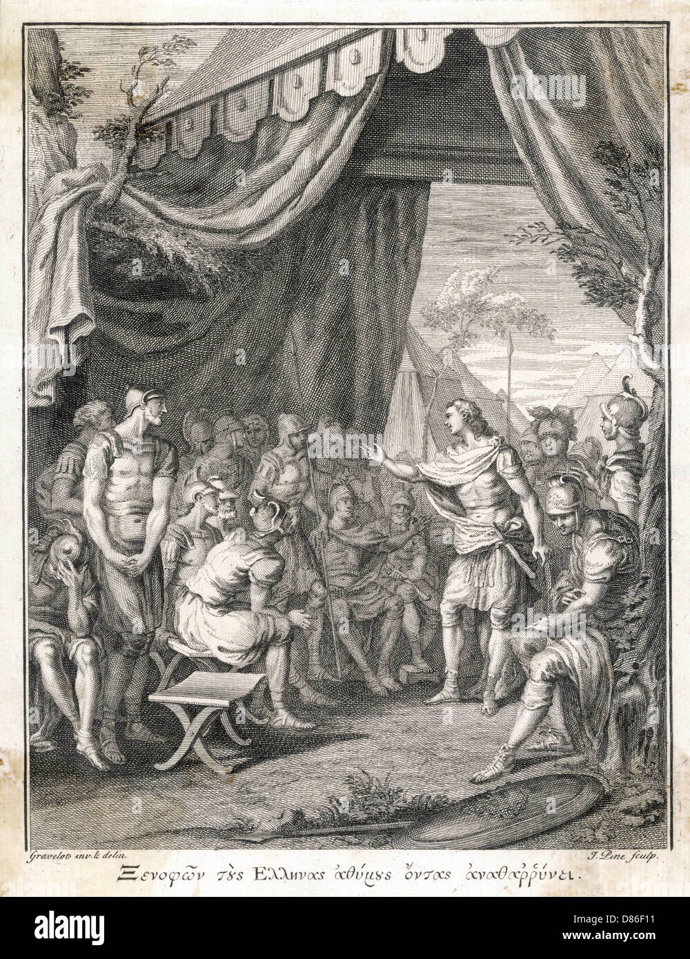 Lo scrittore greco Xenophon si rivolge ad una folla Foto Stock