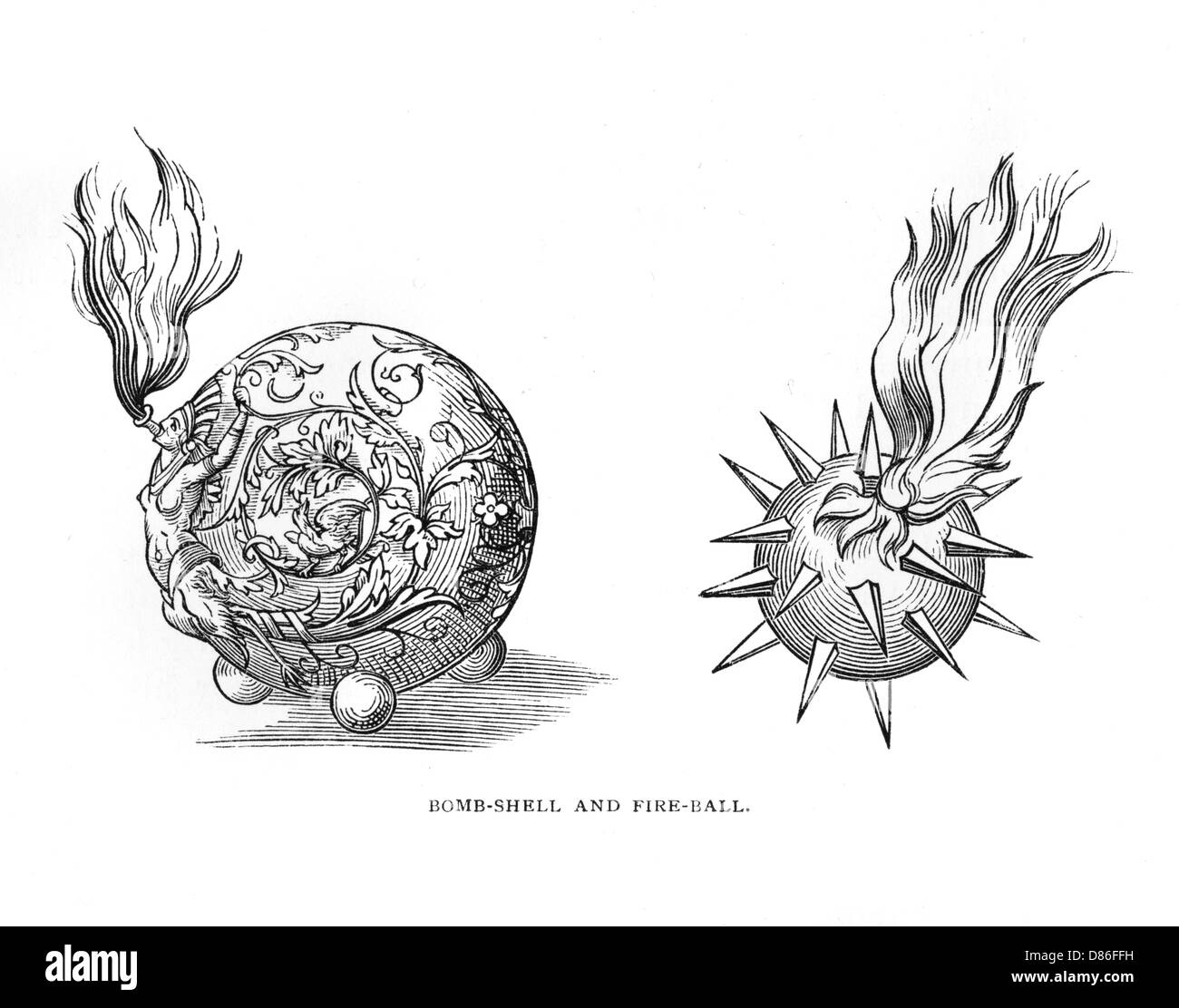 Bombe e palline antincendio armi militari Foto Stock