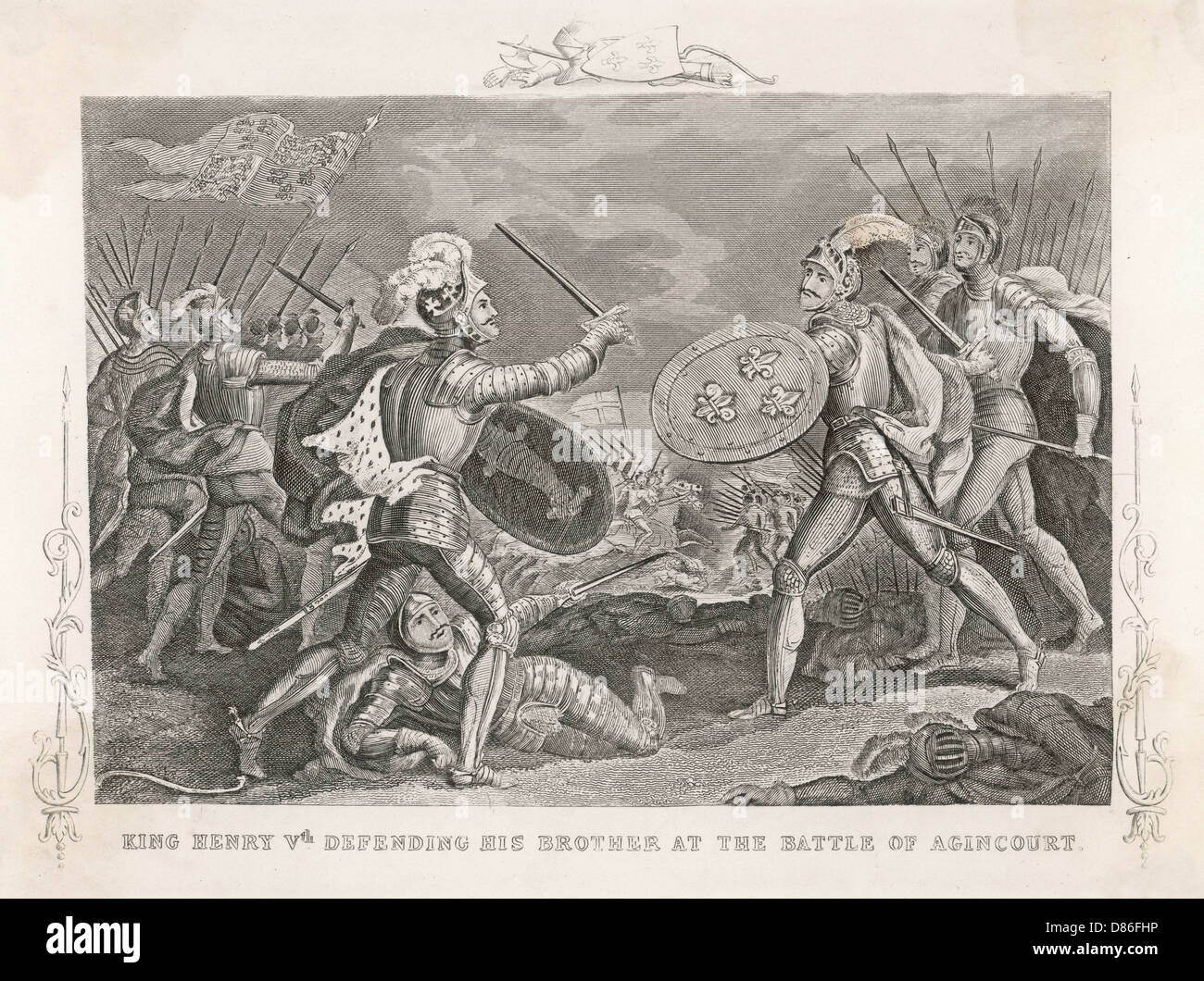 Il re Enrico V alla battaglia di Agincourt Foto Stock