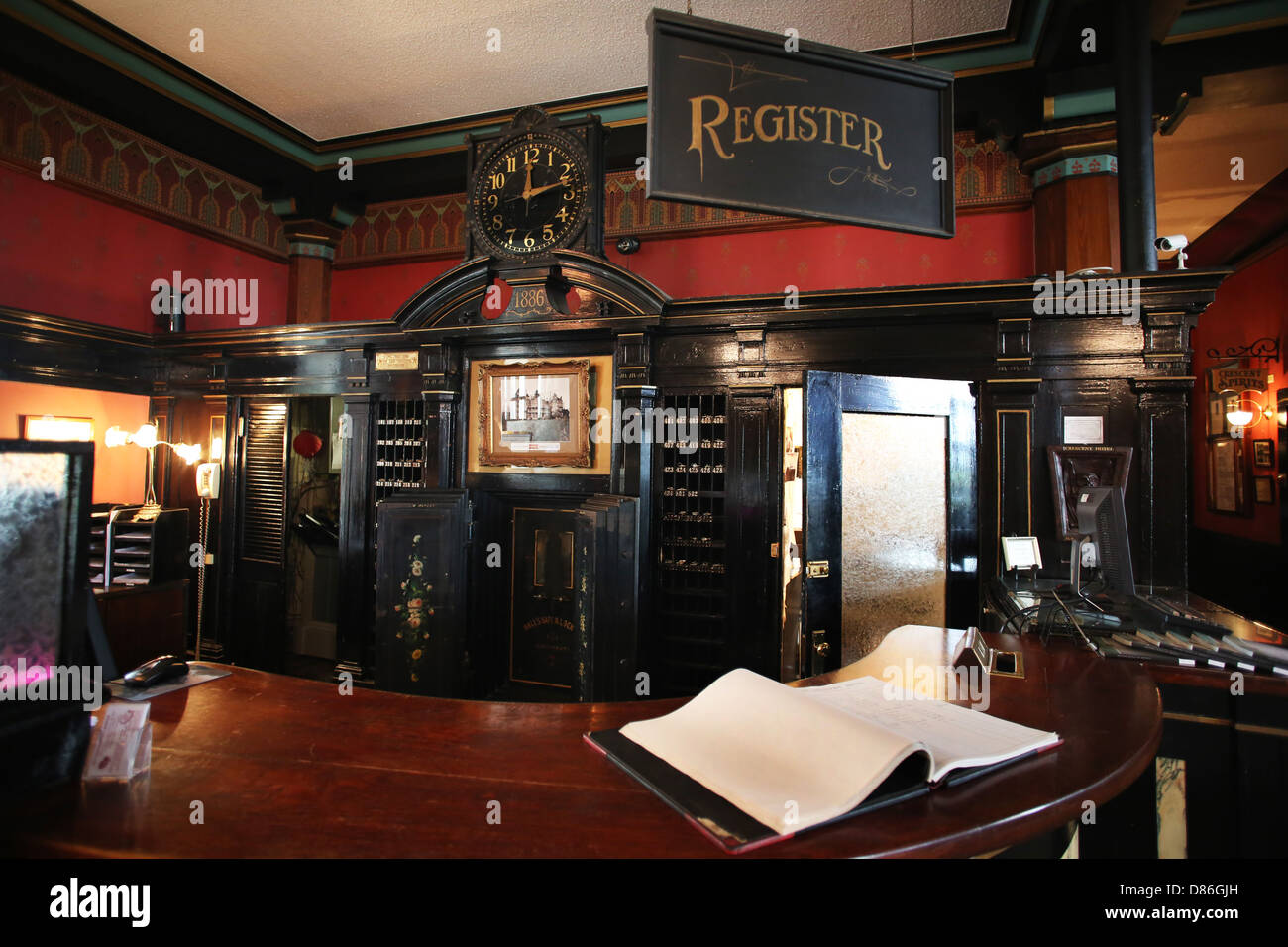 La reception del Crescent Hotel a Eureka Springs, Arkansas. Foto Stock