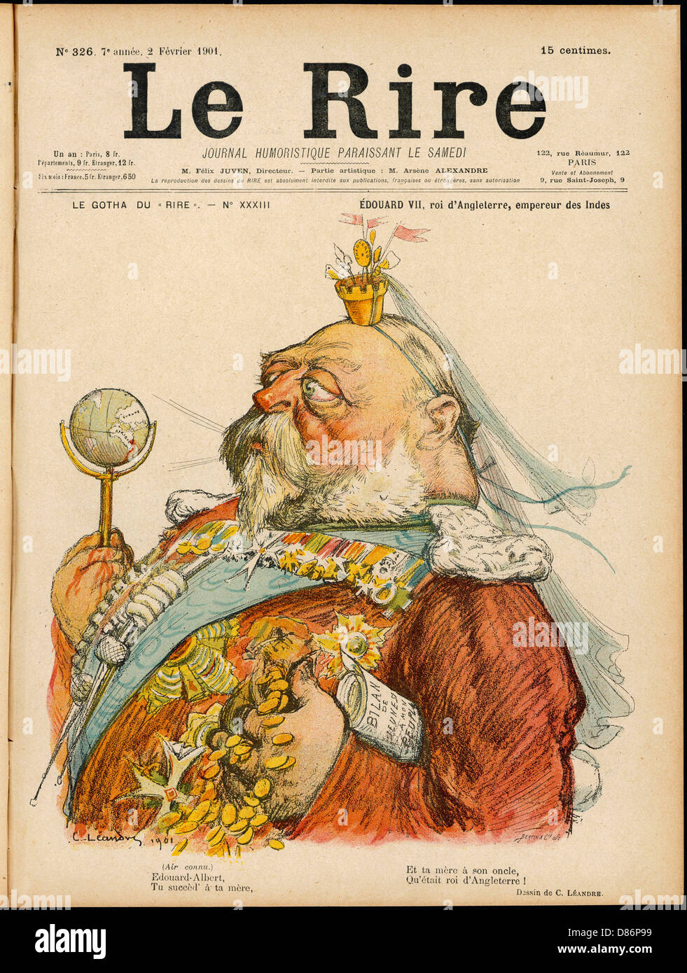 Edoardo VII, raffigurato con il mondo come il suo sonaglino. Foto Stock