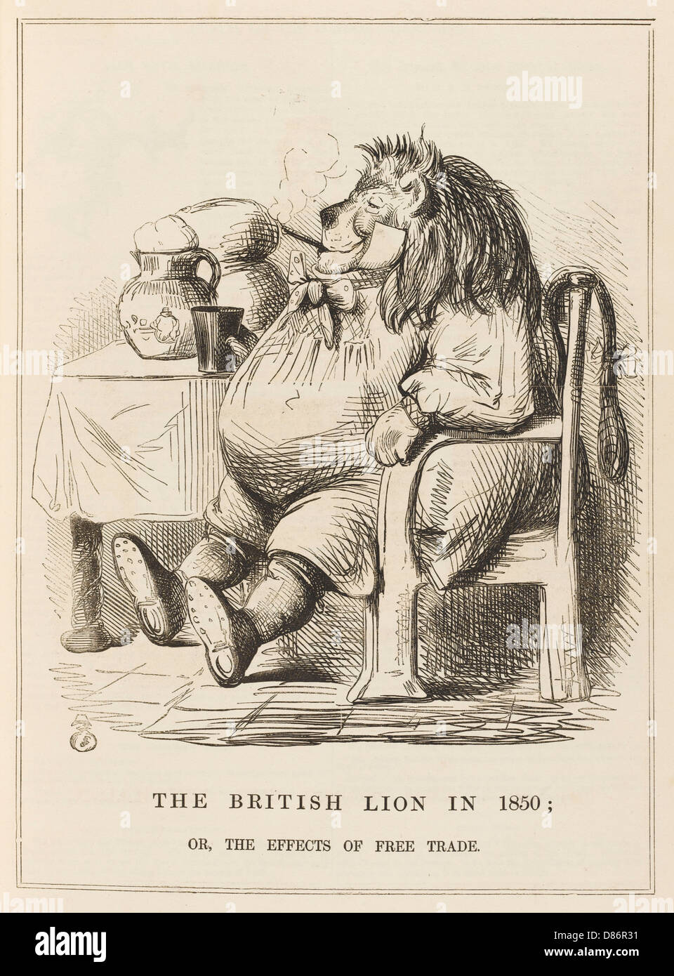 Cartoon, il Leone britannico nel 1850 Foto Stock