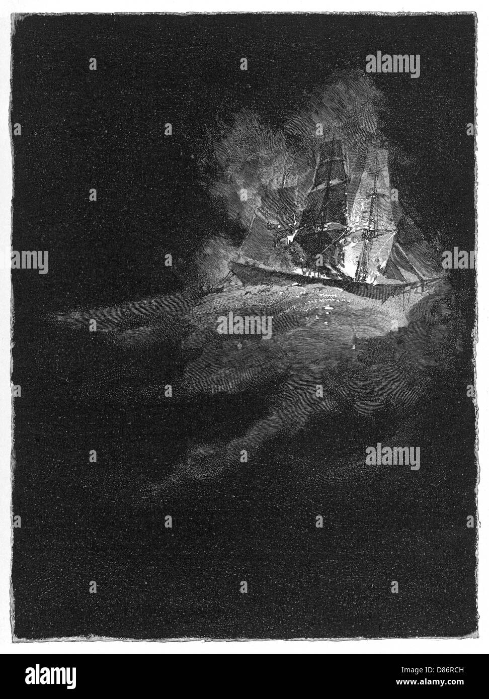 NAVE FANTASMA CHE BRUCIA Foto Stock