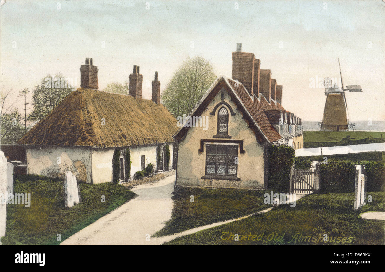 THAXTED/ALMSHOUSES 1905 Foto Stock