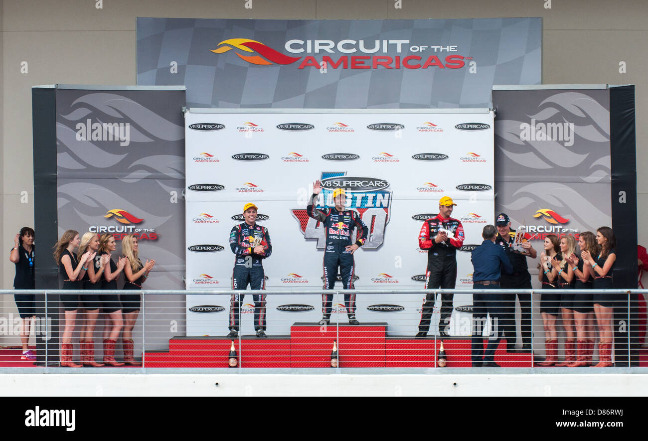 I vincitori' dopo il podio di gara 1 del V8 Supercars "Austin 400' dell'evento presso il circuito delle Americhe, Maggio 18th, 2013. Foto Stock