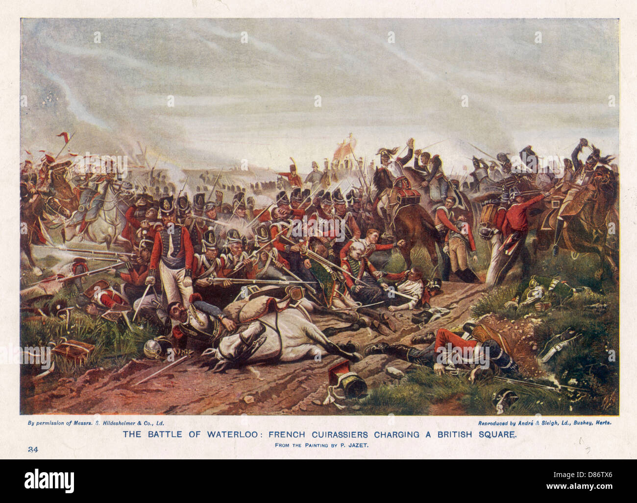 Battaglia di Waterloo - i francesi attaccano gli inglesi Foto Stock