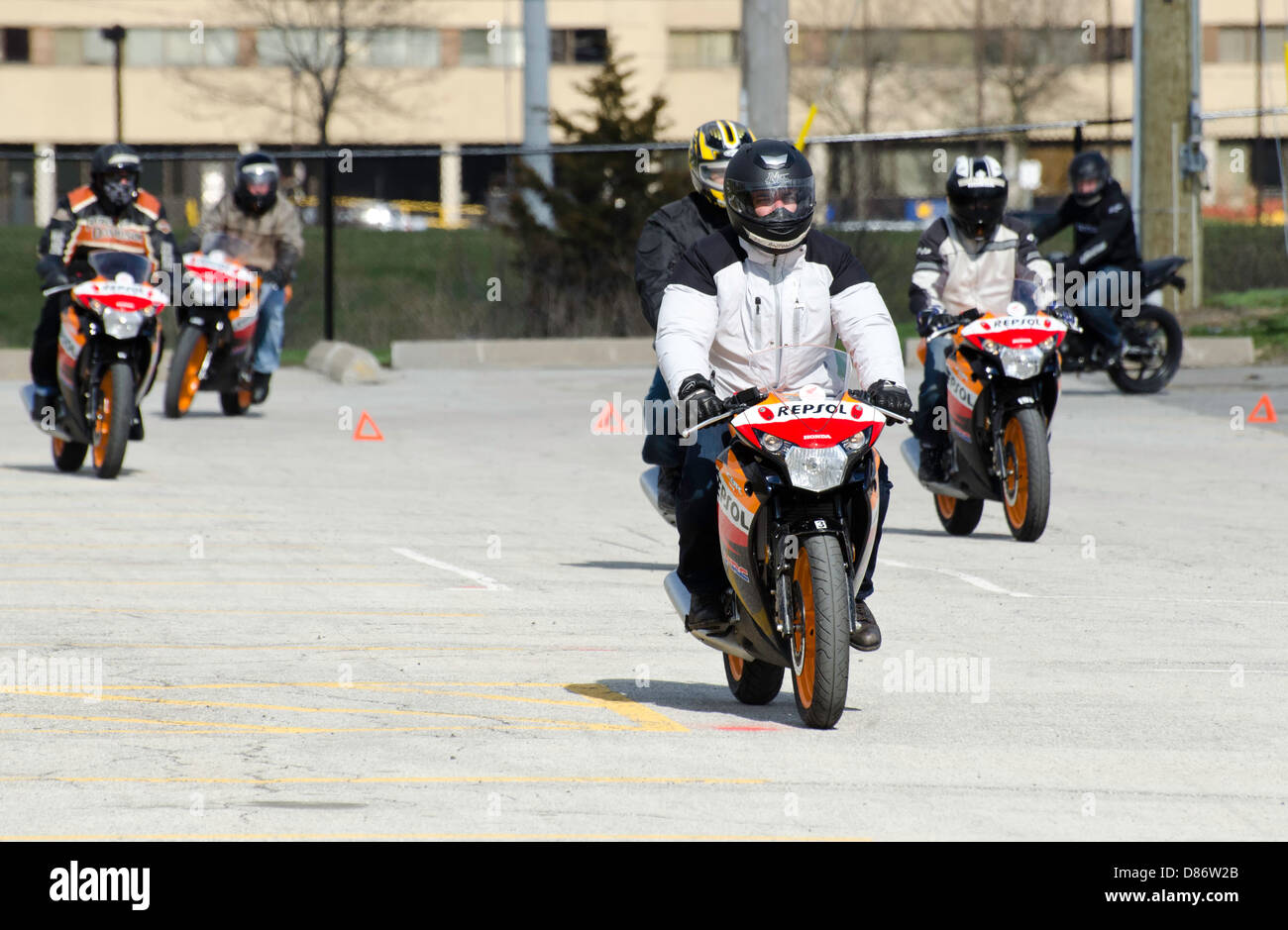 Motociclista al Humber College di addestramento Foto Stock