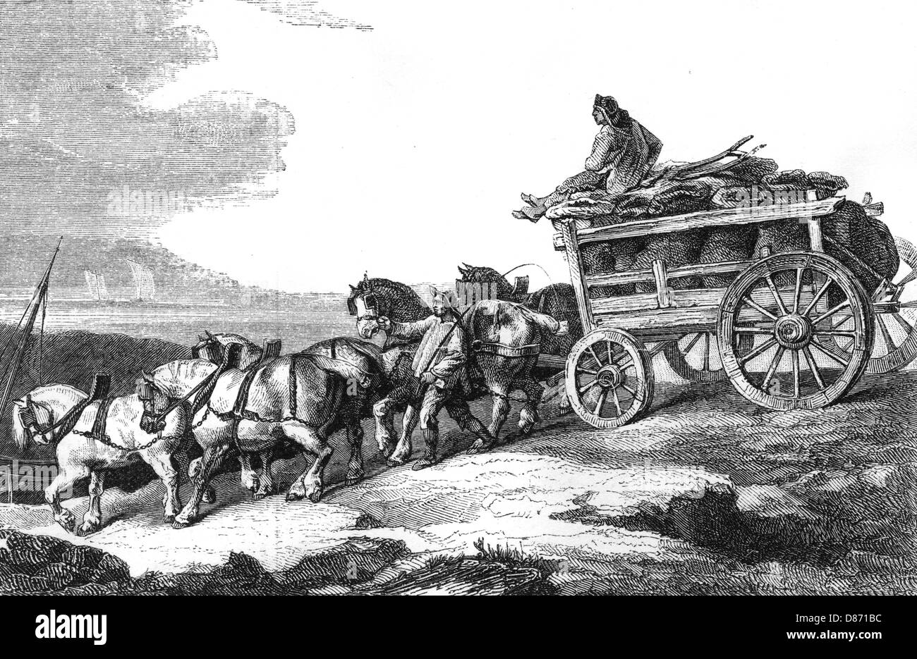 Cavallo e il carro del carbone Foto Stock