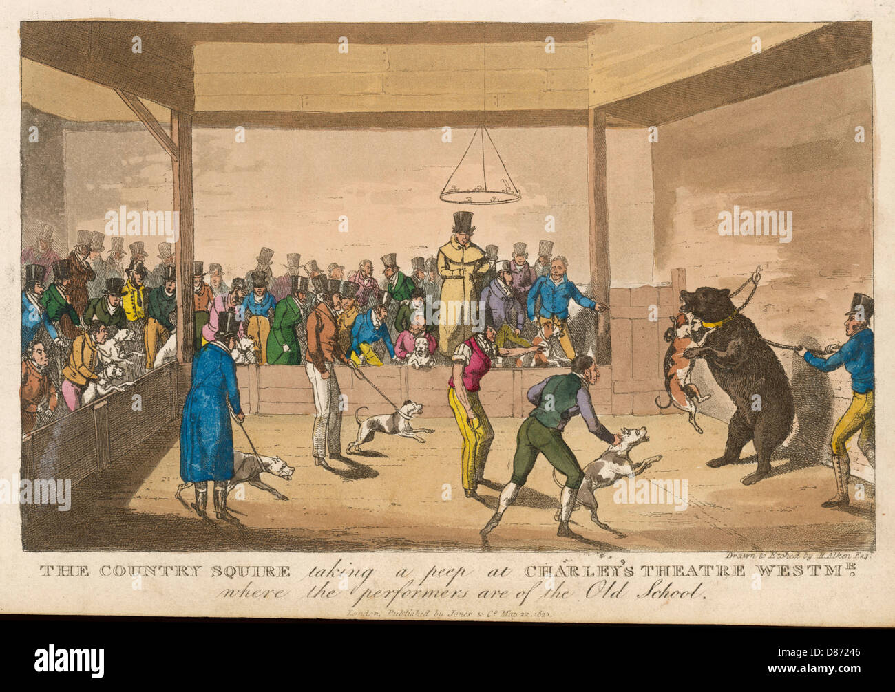 Bear Baiting 1821 Foto Stock