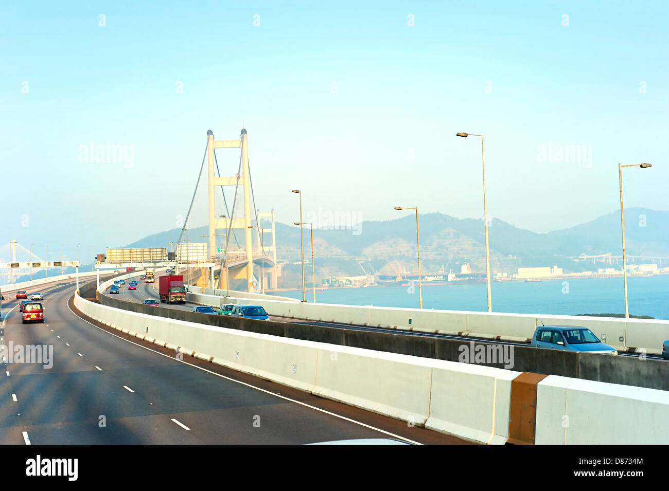 Tsing Ma Bridge a Hong Kong Foto Stock