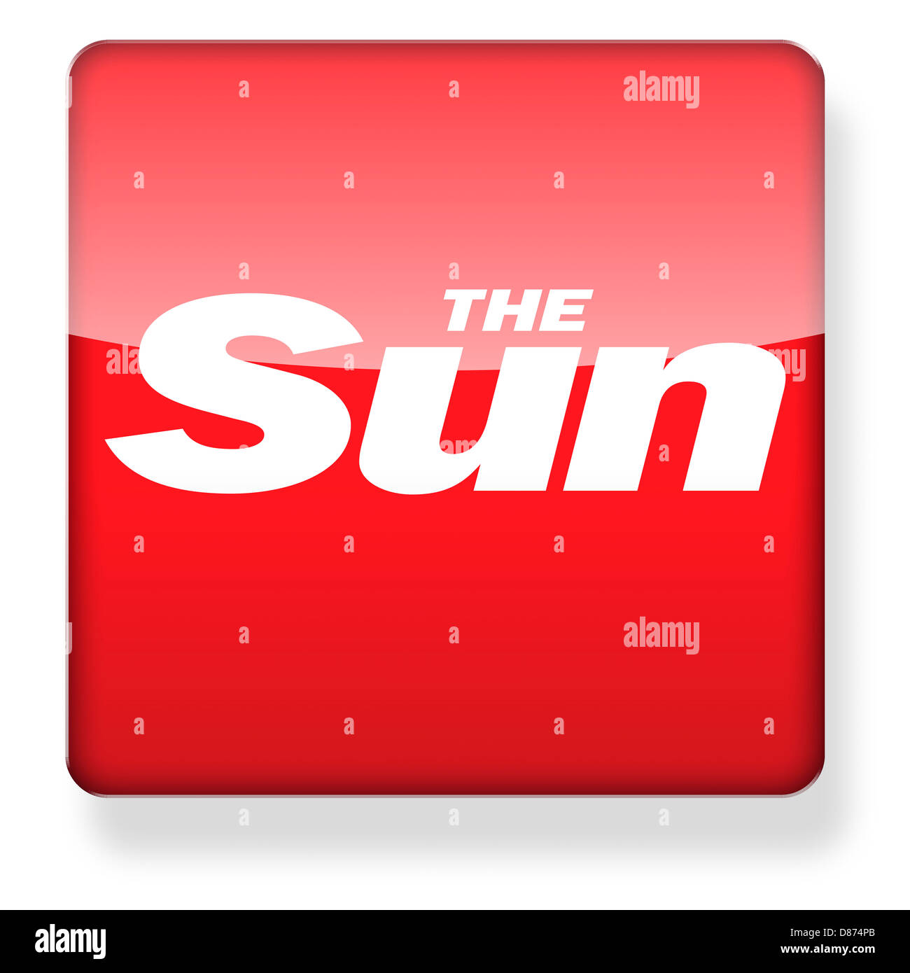 Il logo Sun come l'icona di un'app. Percorso di clipping incluso. Foto Stock