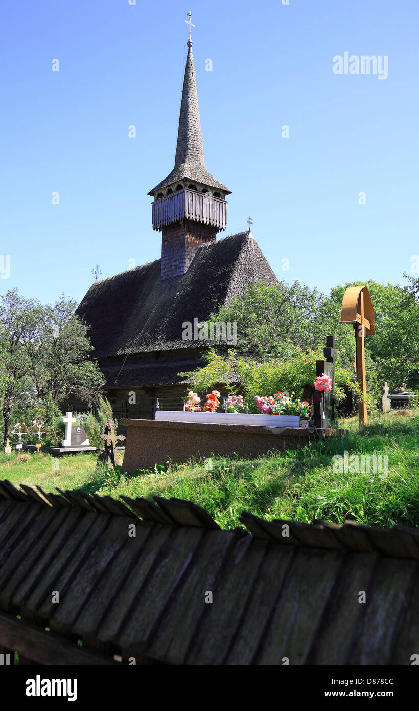 I siti del Patrimonio Mondiale dell'Unesco: Budesti chiesa di legno, costruito nel 1760, Maramures, Romania, Sito Patrimonio Mondiale dell'UNESCO: chiesa di legno Foto Stock