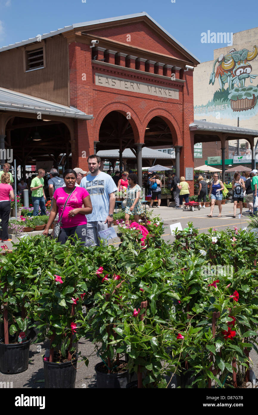 Flower giorno a Detroit Orientale (agricoltori) Mercato Foto Stock