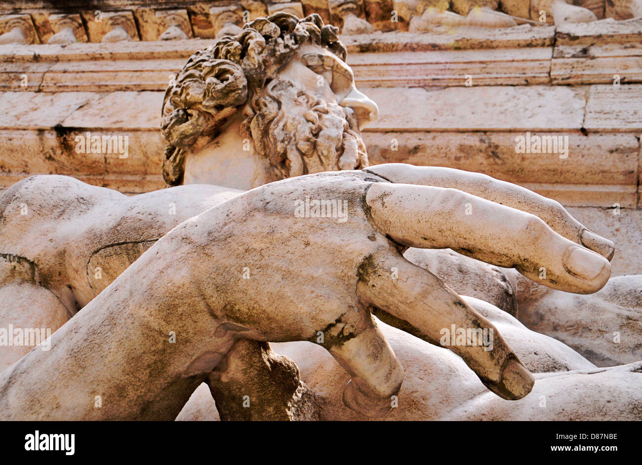 Statua di Tiberinus, Roma, Italia Foto Stock