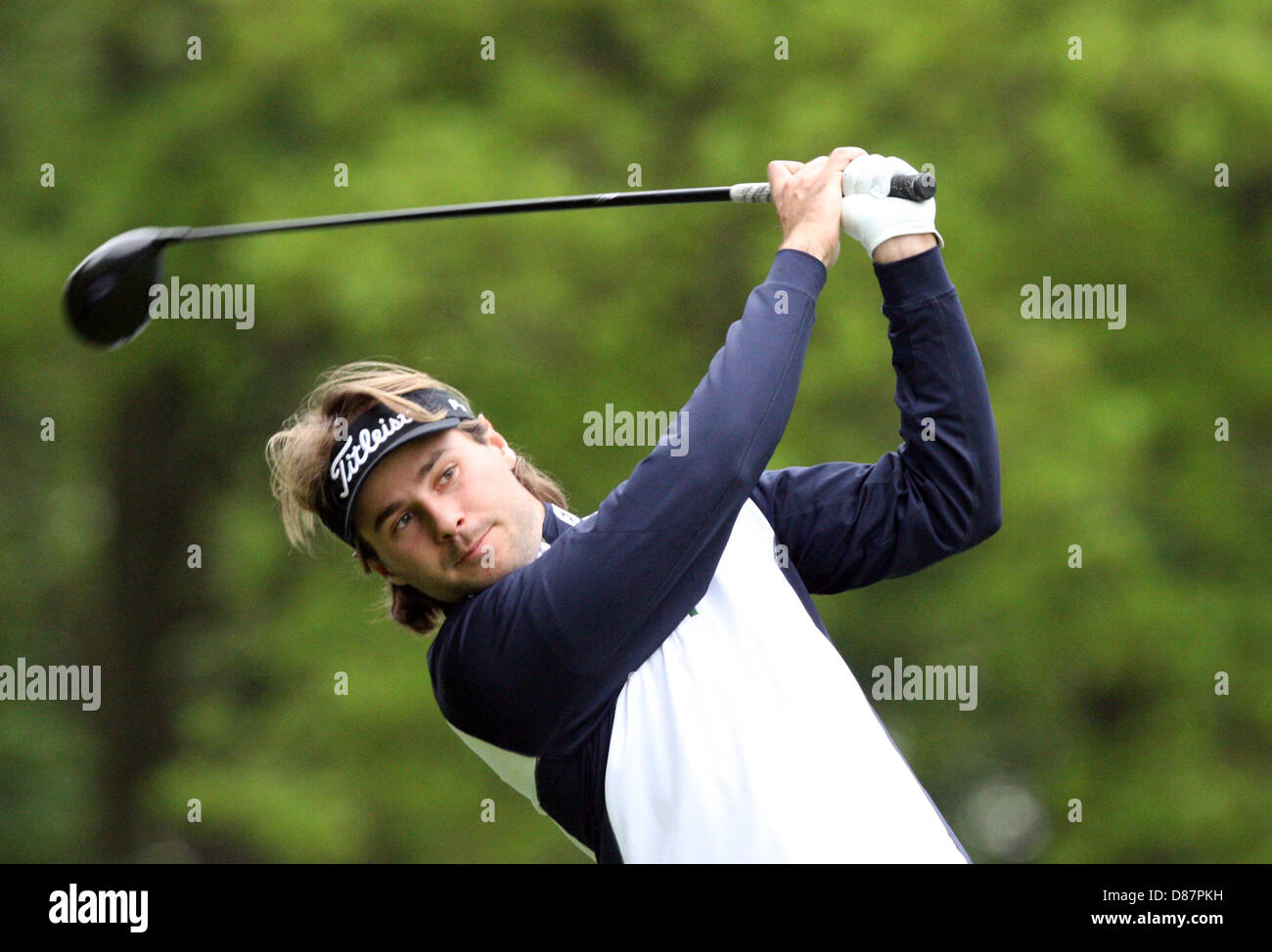 21.05.2013 Wentworth, Inghilterra. Victor Dubuisson durante la pratica davanti alla BMW PGA Championships. Foto Stock