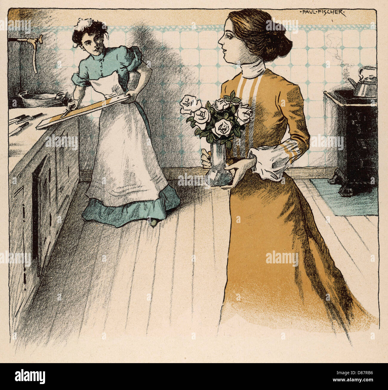 Padrona e cameriera Foto Stock