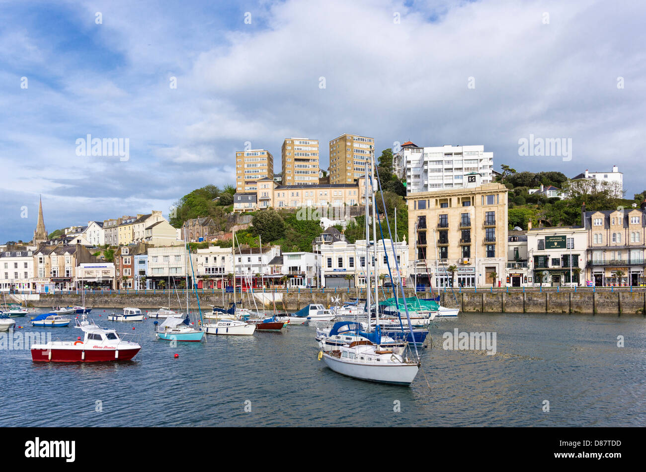 Torquay, Devon, Inghilterra, Regno Unito - Vista della città e del porto Foto Stock