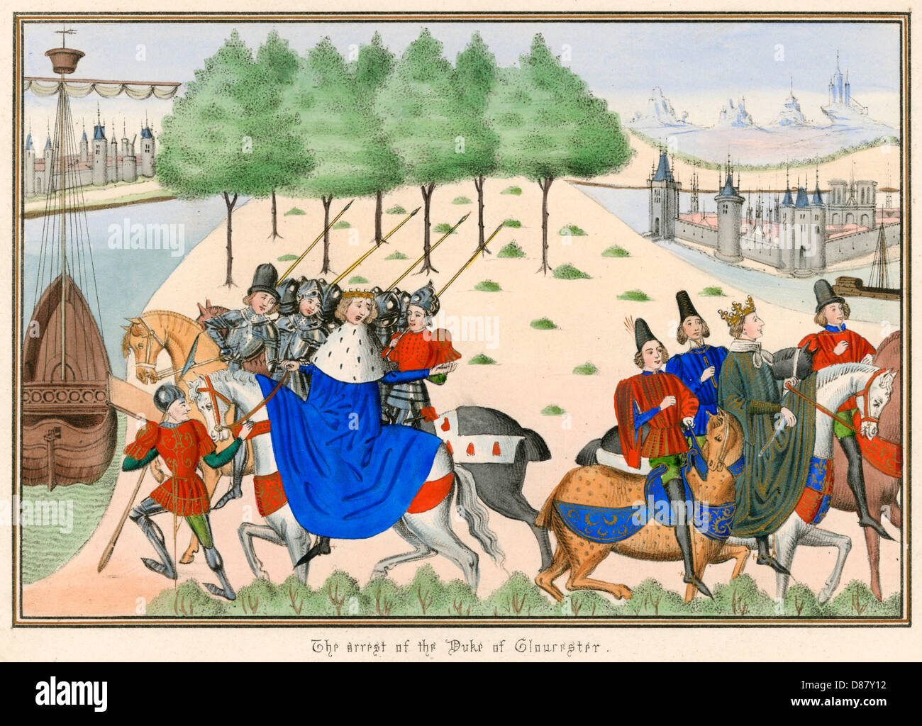 Re Riccardo II e arresto del Duca di Gloucester Foto Stock