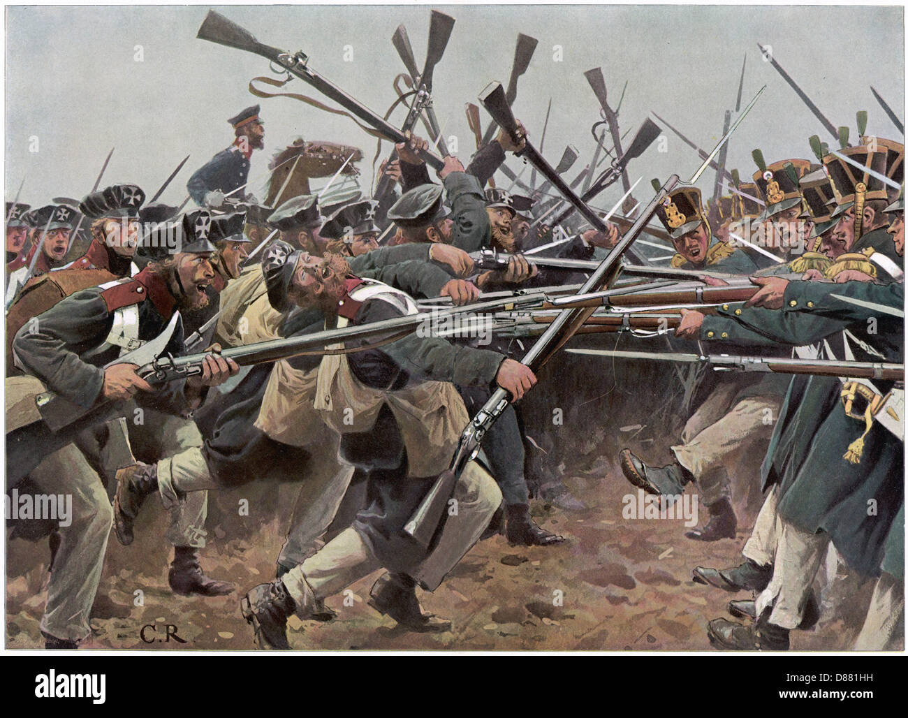I prussiani combattono con i Bayonets a Hagelberg Foto Stock