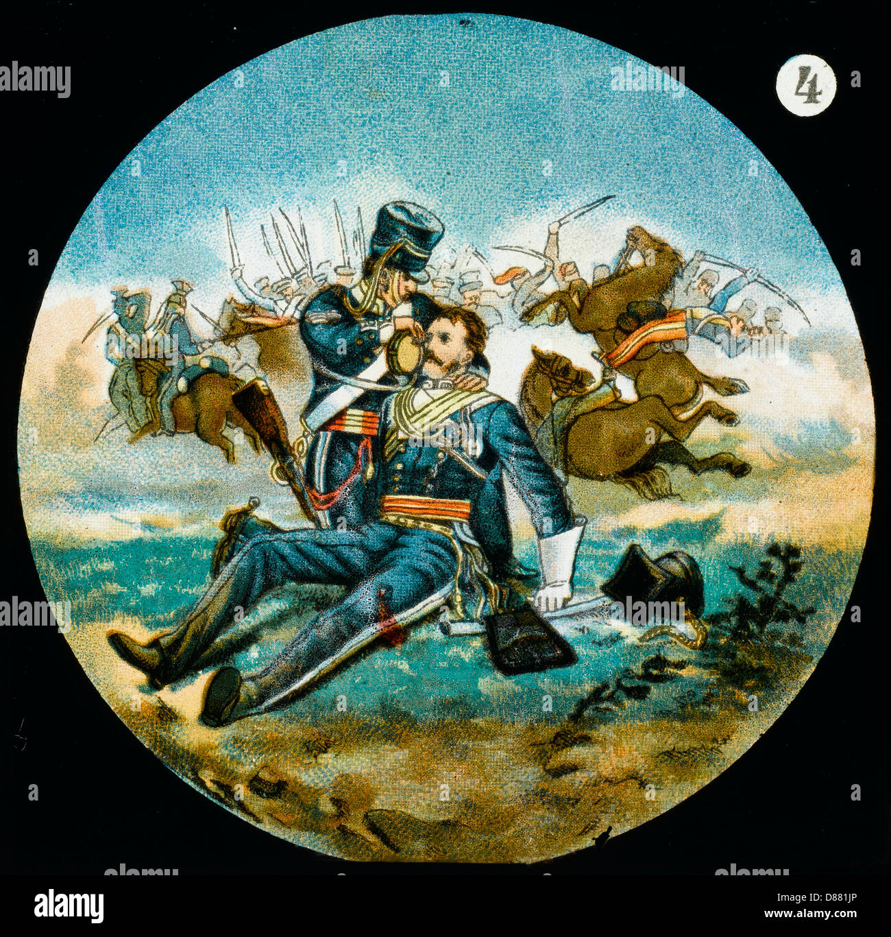 SCENA DI BATTAGLIA/LANTERNA 19C Foto Stock