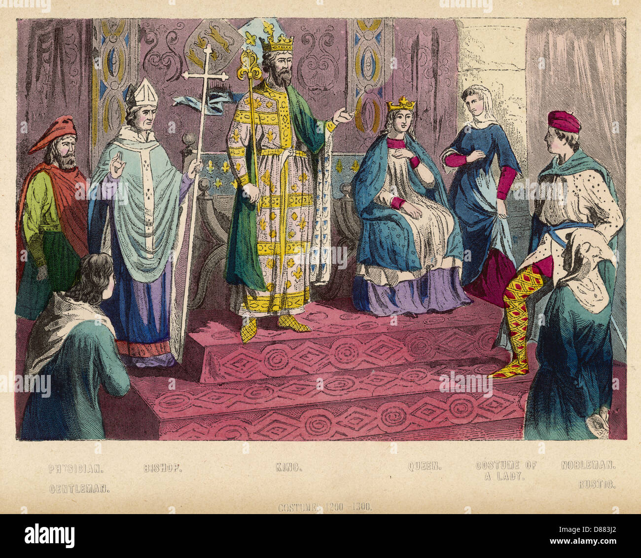 13th ° secolo Corte Foto Stock