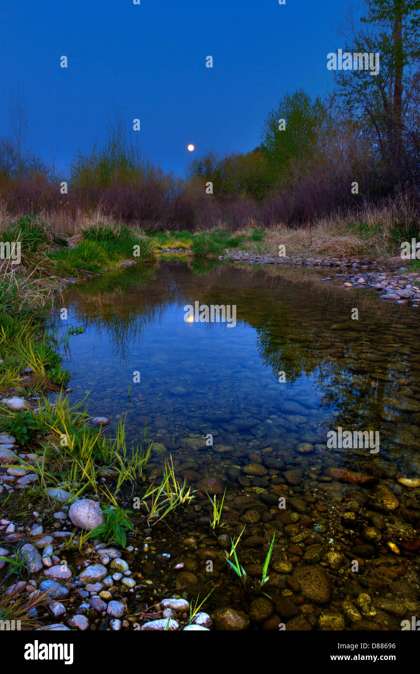 Ore del sorgere di piccola uscita del Fiume Boise in Eagle, Idaho Foto Stock