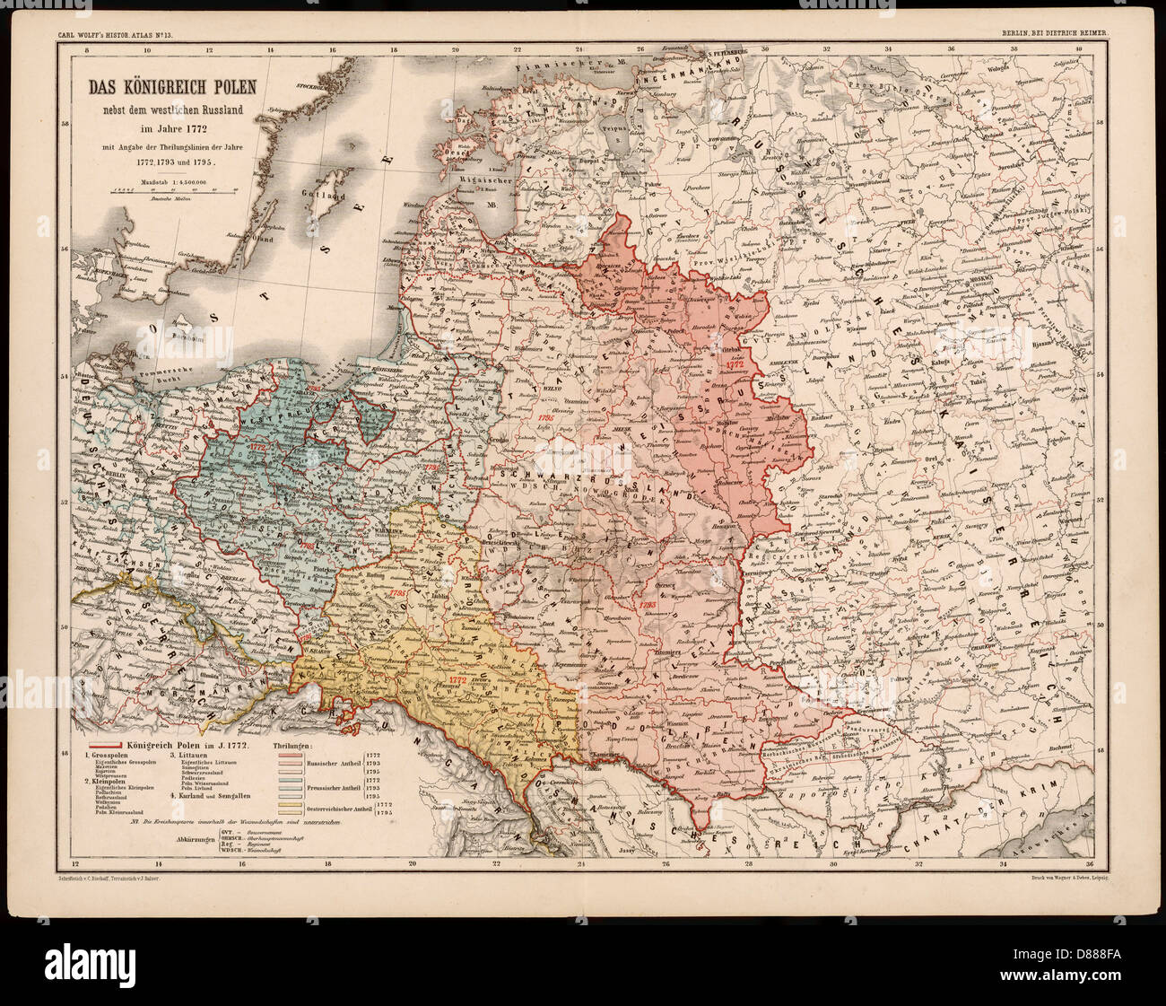 Mappa Europa Polonia 1772 Foto Stock