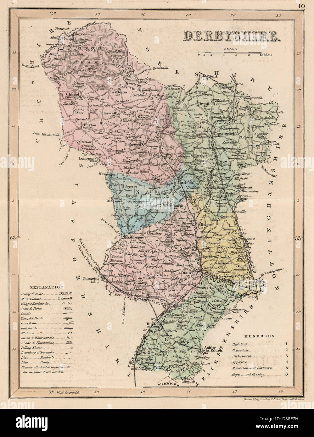 Puzzle 1000 Pezzi: Vecchia Mappa Del Derbyshire Del 1836 Di Thomas Moule - JHG