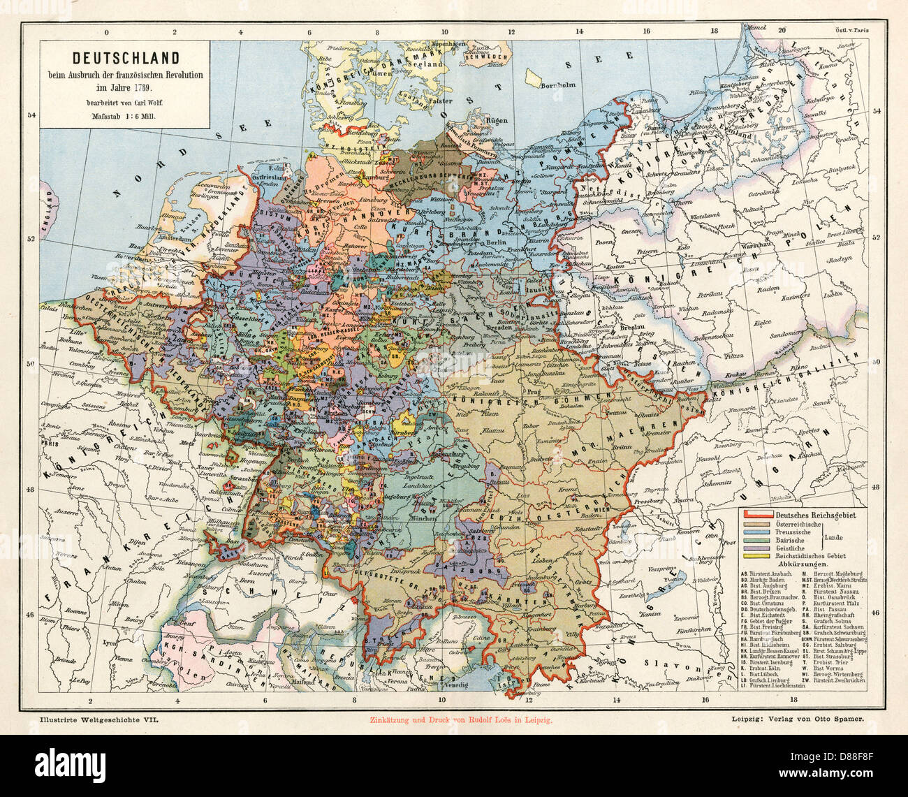 MAPPA/EUROPA/GERMANIA 1789 Foto Stock