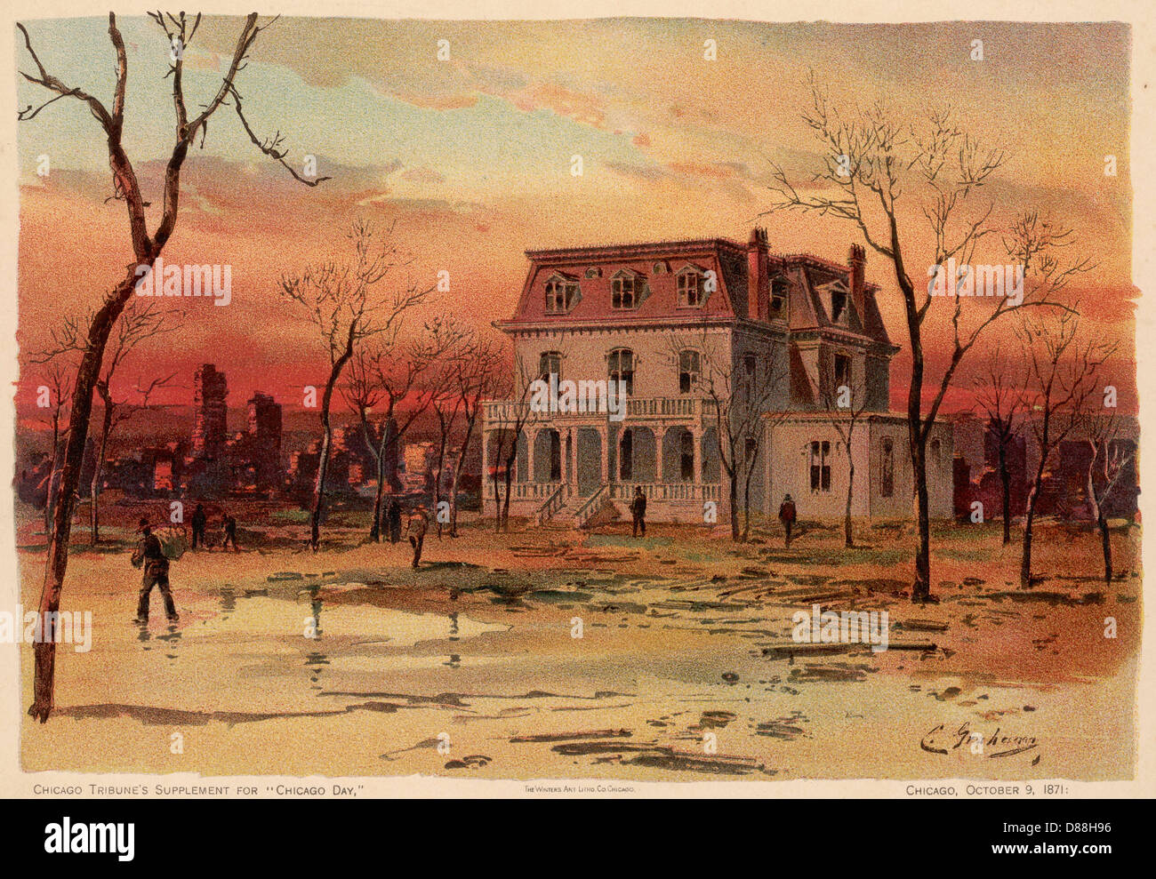 CHICAGO FUOCO 1871 Foto Stock