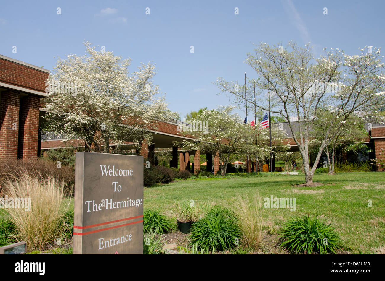 Tennessee, Nashville. L'eremo, storico home & plantation del settimo PRESIDENTE DEGLI STATI UNITI D'AMERICA, Andrew Jackson, ingresso. Foto Stock