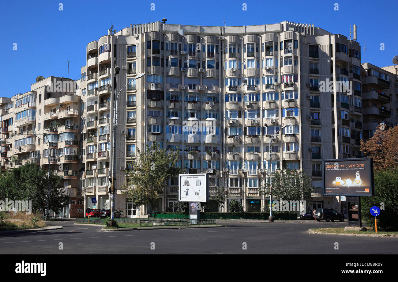 Case residenziali in Ceausescu-stile, Bucarest, Romania Foto Stock